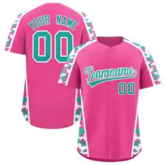 Pink Aqua Side Camo Baseball Jersey 1