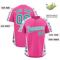 Pink Aqua Side Camo Baseball Jersey 2