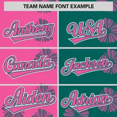 Pink Aqua Split Flower Graffiti Authentic Baseball Jersey 3