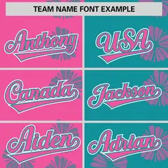 Pink Aqua Split Flower Graffiti Authentic Baseball Jersey 3