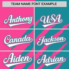 Pink Aqua Split Tiger Claw Scratch Baseball Jersey 3