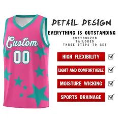 Pink Aqua Star Print Graffiti Basketball Jersey Sets 2