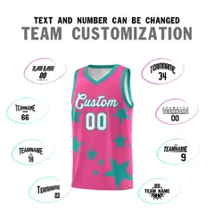 Pink Aqua Star Print Graffiti Basketball Jersey Sets 4