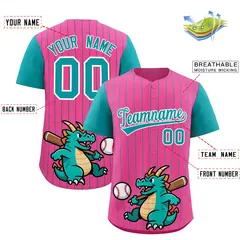 Pink Aqua Stripe Animals Graffiti Raglan Baseball Jersey 2