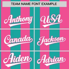 Pink Aqua Stripe Two-Button Softball Jersey 3