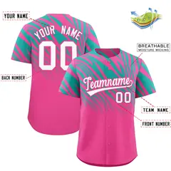 Pink Aqua Tiger Stripe Gradient Animal Print Baseball Jersey 2
