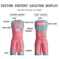 Pink Aqua-White Graffiti Bar Element Basketball Jersey 3