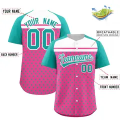 Pink Aqua White Raglan Star Print Baseball Jersey 2