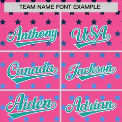 Pink Aqua White Raglan Star Print Baseball Jersey 3