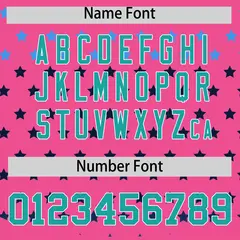 Pink Aqua White Raglan Star Print Baseball Jersey 4