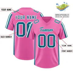 Pink Aqua White Side Stripe Authentic Football Jersey 2