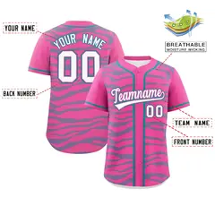 Pink Aqua Zebra Graffiti Authentic Baseball Jersey 2