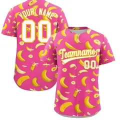 Pink Banana Graffiti Pattern Fashion Baseball Jersey 1