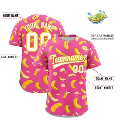 Pink Banana Graffiti Pattern Fashion Baseball Jersey 2