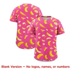 Pink Banana Graffiti Pattern Fashion Baseball Jersey 7