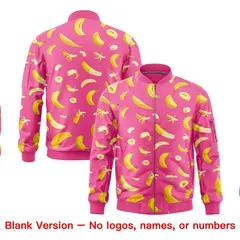 Pink Banana Pattern Varsity Letterman Bomber Jacket 8