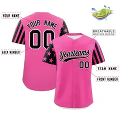 Pink Black American Flag Raglan Baseball Jersey 2