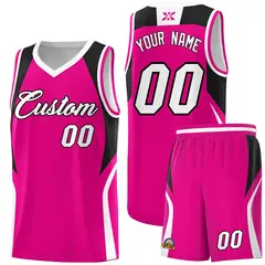 Pink Black and White Color Block Basketball Uniform Jersey