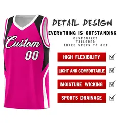 Pink Black and White Color Block Basketball Uniform Jersey 2