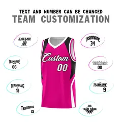 Pink Black and White Color Block Basketball Uniform Jersey 4