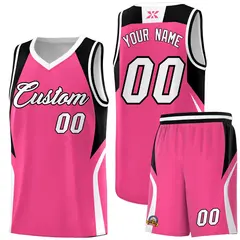Pink Black and White Color Block Basketball Uniform Jersey