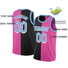 Pink Black-Blue Split Fashion Tops Basketball Jersey 2