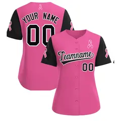 Pink Black Breast Cancer Awareness Pink Ribbon Baseball Jersey