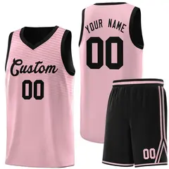 Pink Black Chest Slash Pattern Basketball Jersey