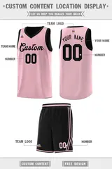 Pink Black Chest Slash Pattern Basketball Jersey 2