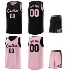 Pink Black Chest Slash Pattern Basketball Jersey 6