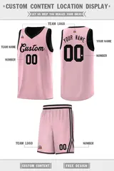 Pink Black Chest Slash Pattern Basketball Jersey 3
