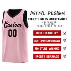 Pink Black Chest Slash Pattern Basketball Jersey 6