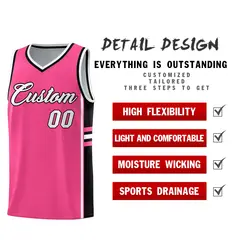 Pink Black Classic Color Block Varsity Basketball Jersey 2