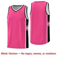 Pink Black Classic Color Block Varsity Basketball Jersey 6