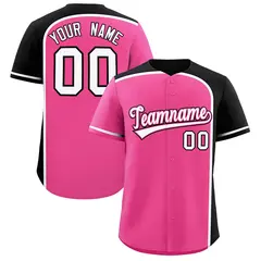 Pink Black Color Block Authentic Baseball Jersey