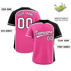 Pink Black Color Block Authentic Baseball Jersey 2