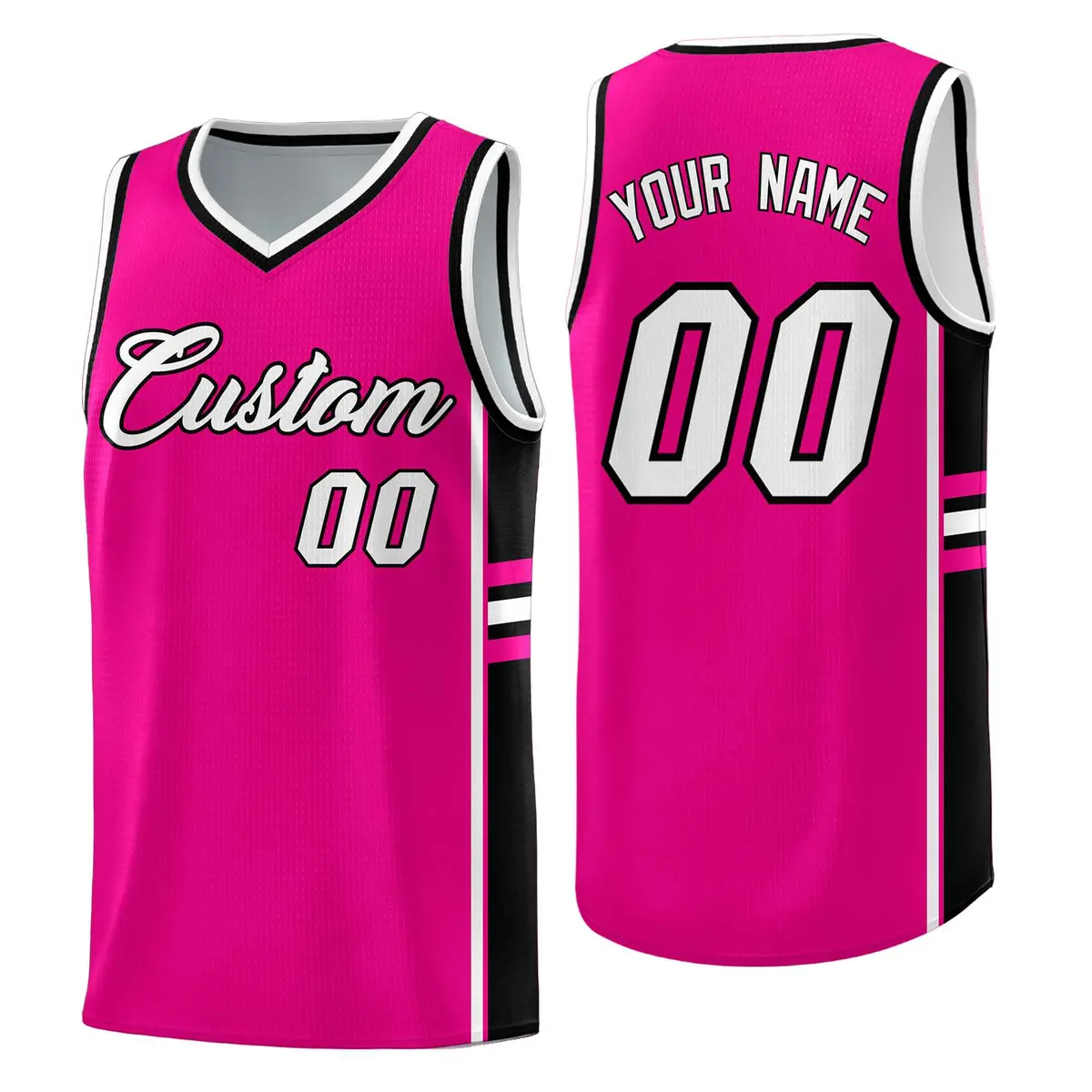Pink Black Color Block Quick-Drying Basketball Jersey