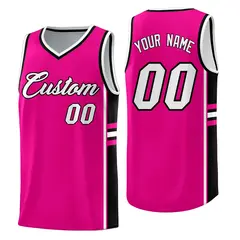 Pink Black Color Block Quick-Drying Basketball Jersey 1