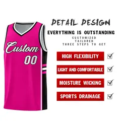 Pink Black Color Block Quick-Drying Basketball Jersey 2