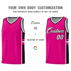 Pink Black Color Block Quick-Drying Basketball Jersey 3