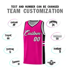 Pink Black Color Block Quick-Drying Basketball Jersey 4