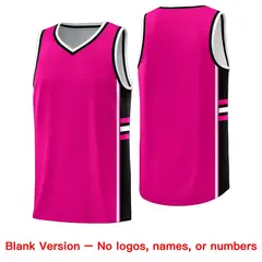 Pink Black Color Block Quick-Drying Basketball Jersey 6