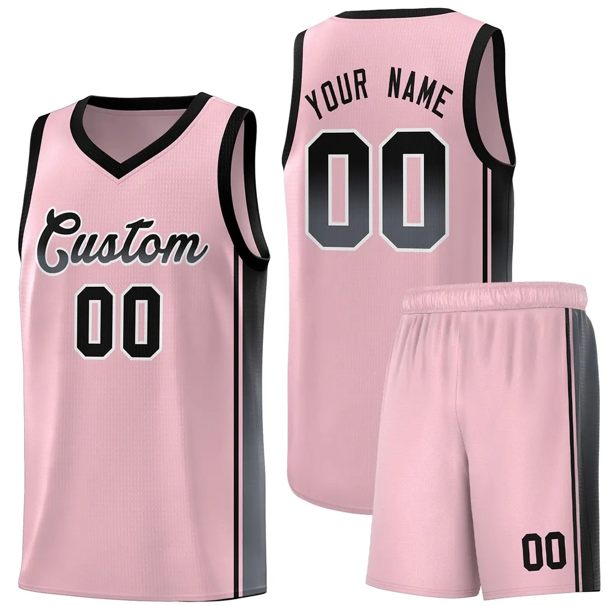 Pink Black-Dark Gray Gradient Basketball Jersey