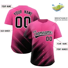 Pink Black Diagonal Stripe Gradient Fashion Baseball Jersey 2