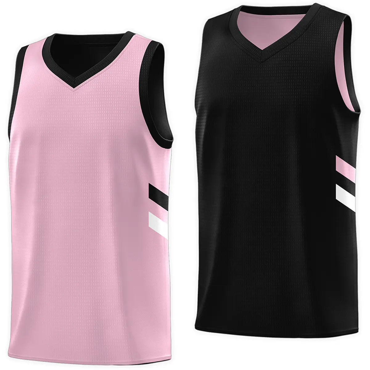 Men's Pink Black Double Side Tops Basketball Jersey