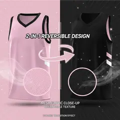 Men's Pink Black Double Side Tops Basketball Jersey 4