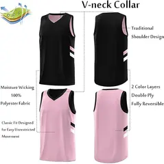 Men's Pink Black Double Side Tops Basketball Jersey 5
