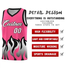 Pink Black Flame Hem Fashion Sports Basketball Jersey 2