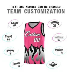 Pink Black Flame Hem Fashion Sports Basketball Jersey 4