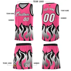 Pink Black Flame Hem Fashion Sports Basketball Jersey 5